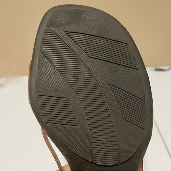 Saddle Tan Cognac Heeled Strappy Sandal Shoes Made in Brazil Size 6.5 - Picture 9 of 16